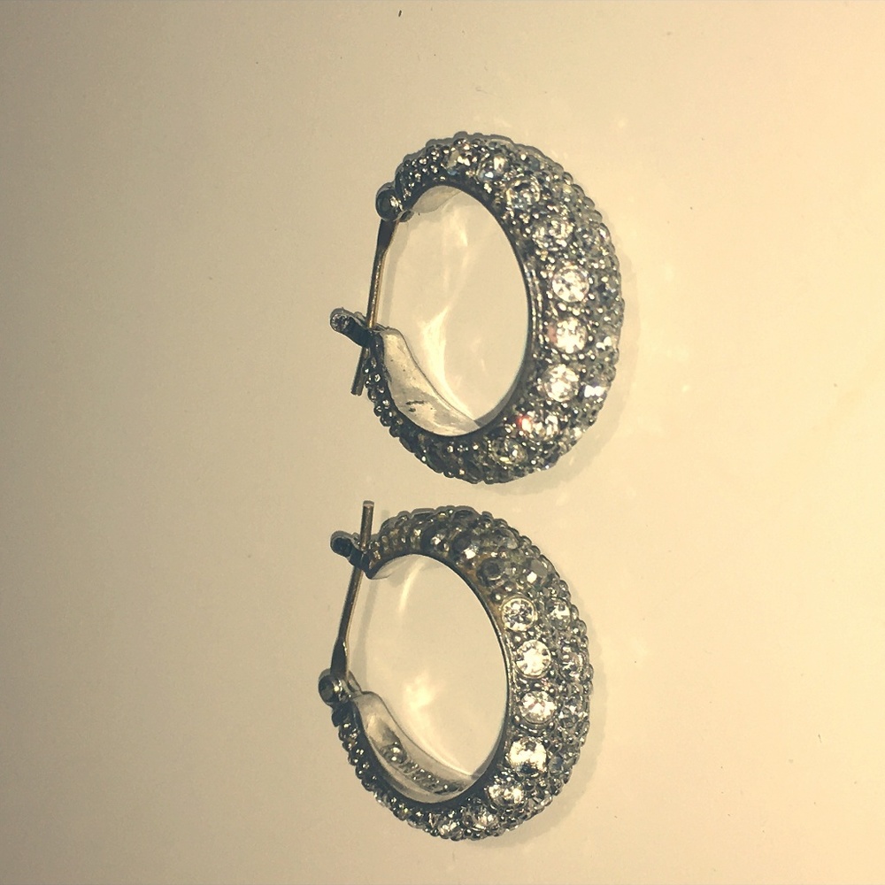 Monet® Silver-Tone Pavé Crystal Hoop Earrings